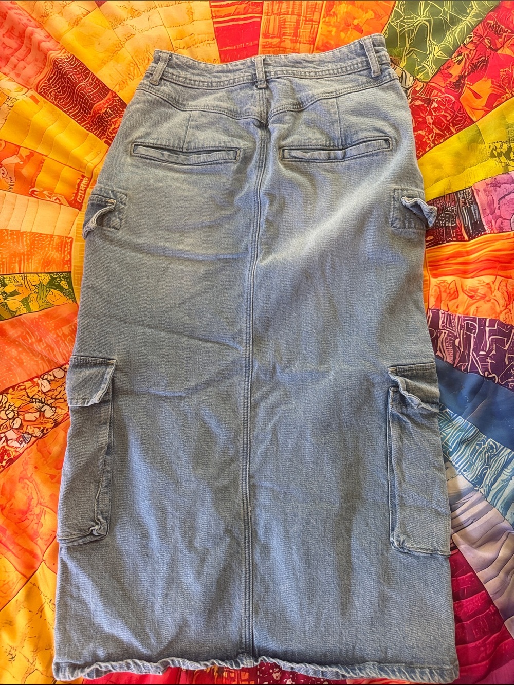 Light Blue Denim Cargo Skirt-Style Jeans Anthropology Pilcro - Picture 2 of 2